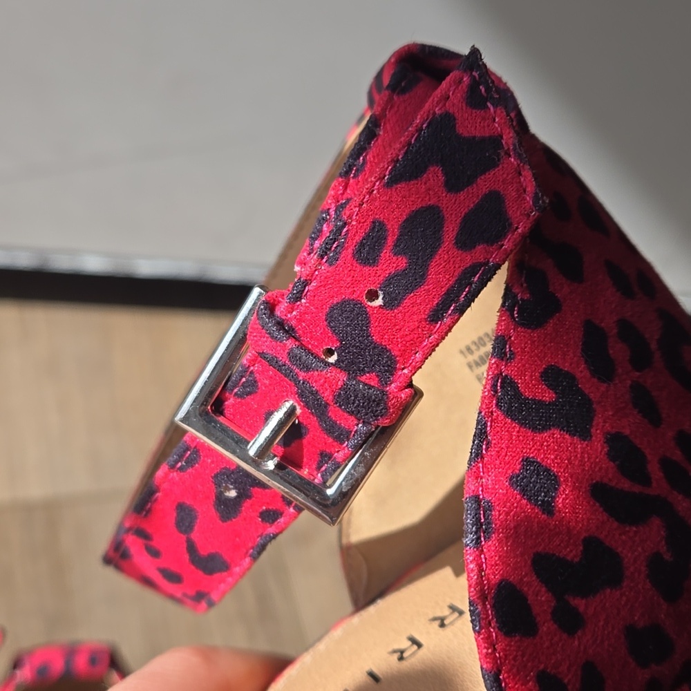 Torrid Hot Pink Leopard Print Heeled Open Toe Shoe - Picture 8 of 8